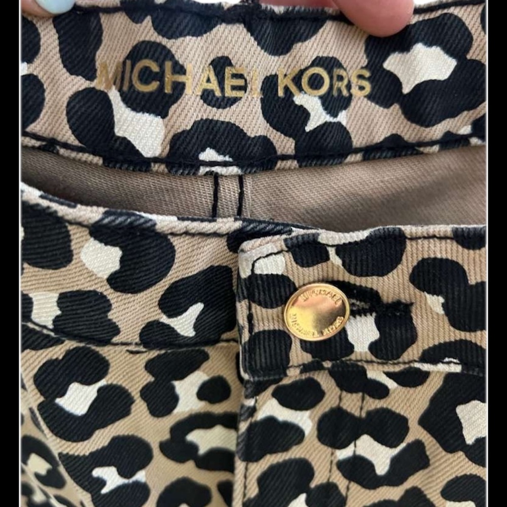 Michael Kors Leopard Print Khaki Selma Jeans Women’s Size 14 - Picture 6 of 8